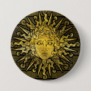 Chapa Redonda De 7 Cm Símbolo de Apolo Sun en el modelo dominante grieg