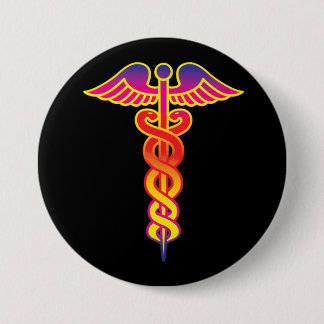 Chapa Redonda De 7 Cm símbolo médico caduceus