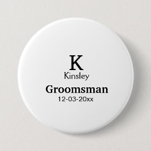 Chapa Redonda De 7 Cm SIMPLE MINIMAL añada tu nombre personalizado groom