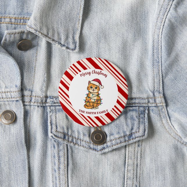 Chapa Redonda De 7 Cm Simple modern merry christmas kitten CatMAS patter (In situ)