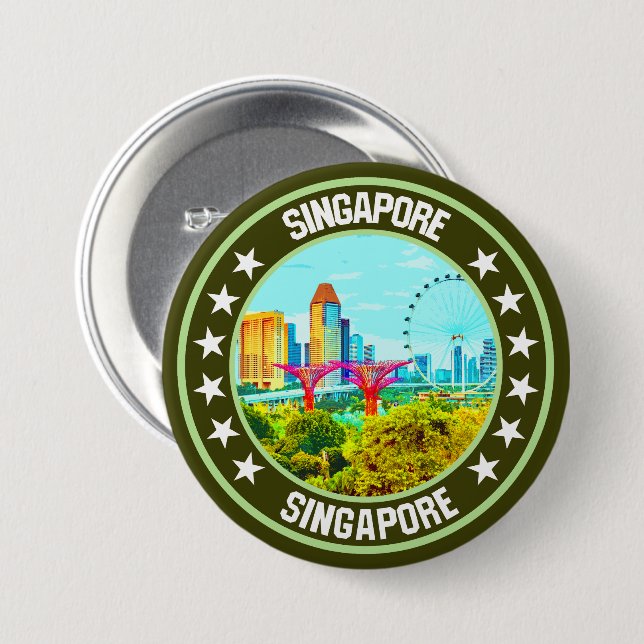 Chapa Redonda De 7 Cm Singapur (Anverso y reverso)