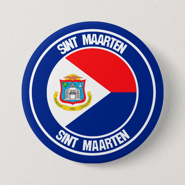 Chapa Redonda De 7 Cm Sint Maarten Round Emblem (Anverso)