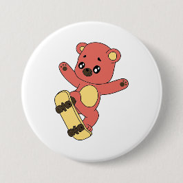 Chapa Redonda De 7 Cm Skating Bear