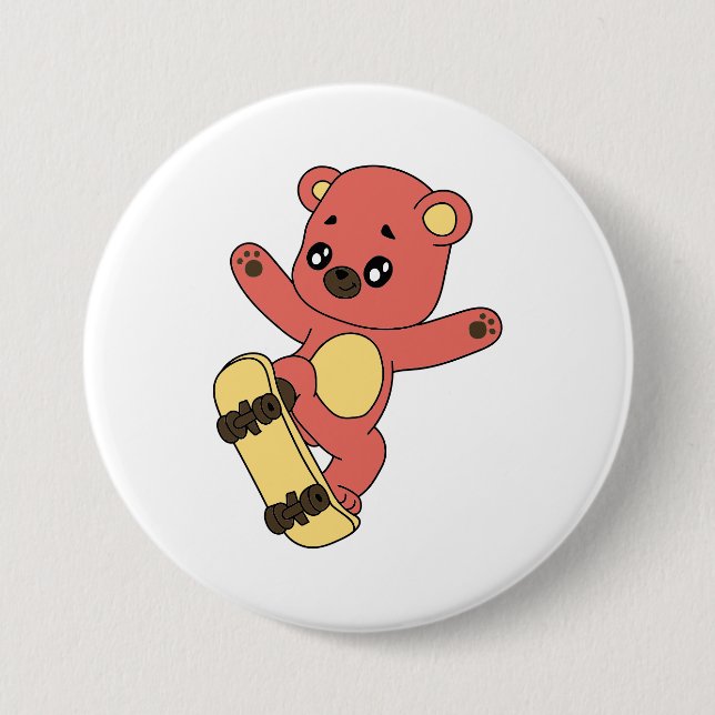 Chapa Redonda De 7 Cm Skating Bear (Anverso)