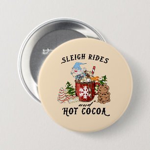 Chapa Redonda De 7 Cm Sleigh Rides y Hot Cocoa - Gnome escandinavo