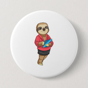 Chapa Redonda De 7 Cm Sloth como secretario con Notepad