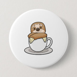 Chapa Redonda De 7 Cm Sloth with Cup