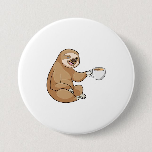 Chapa Redonda De 7 Cm Sloth with Cup (Anverso)