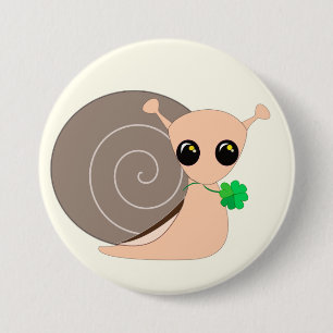 Chapa Redonda De 7 Cm Snail Afortunado