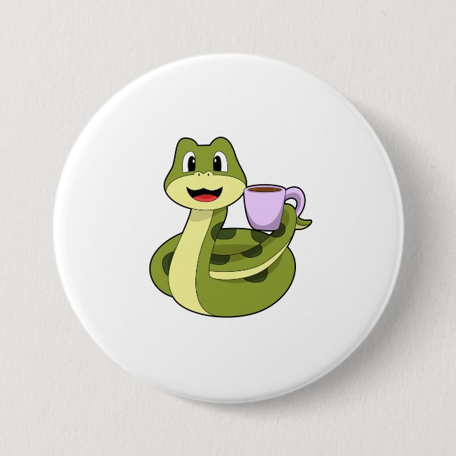 Chapa Redonda De 7 Cm Snake con copa de café (Anverso)