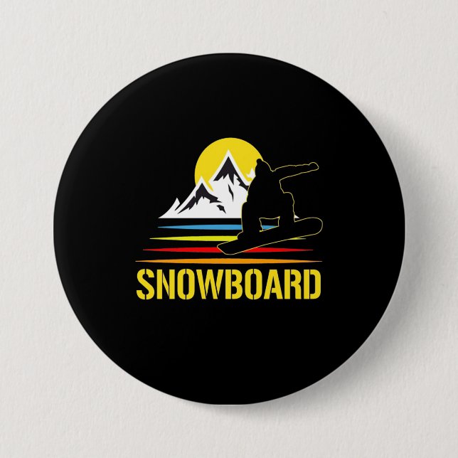 Chapa Redonda De 7 Cm Snowboard Retro Vintage (Anverso)