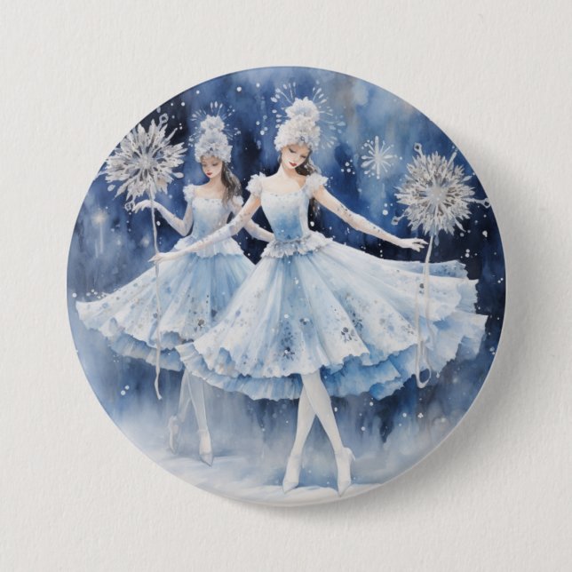 Chapa Redonda De 7 Cm Snowflakes from The Nutcracker Ballet (Anverso)