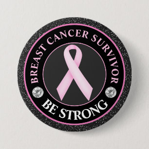 Chapa Redonda De 7 Cm Sobreviviente de cáncer de mama – Lazo rosa con br