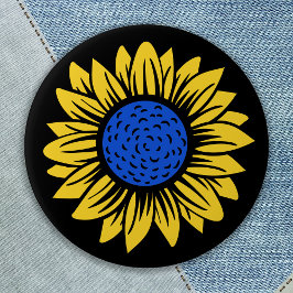 Chapa Redonda De 7 Cm Solidaridad ucraniana del girasol en Ucrania