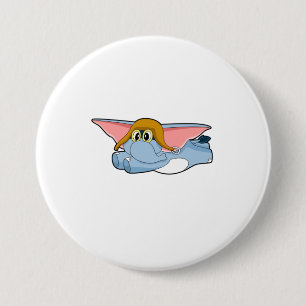 Chapa Redonda De 7 Cm Sombrero de piloto de elefante