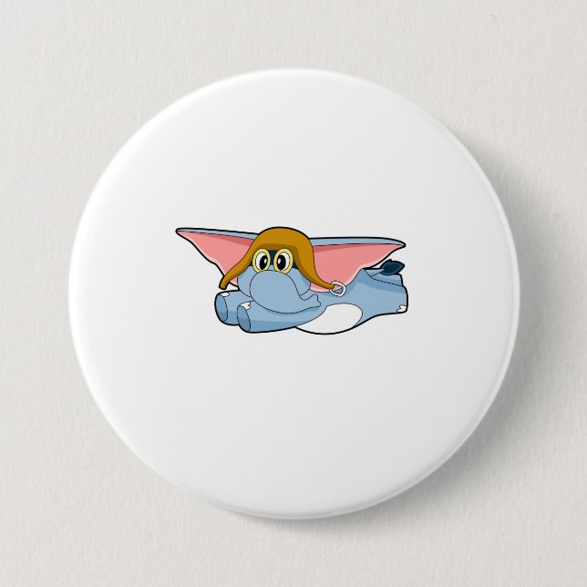 Chapa Redonda De 7 Cm Sombrero de piloto de elefante (Anverso)