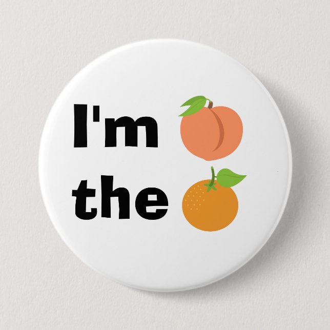 Chapa Redonda De 7 Cm Soy melocotón el naranja (Anverso)