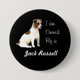 Chapa Redonda De 7 Cm Soy propiedad de un Jack Russell