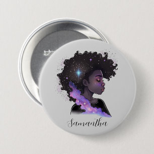 Chapa Redonda De 7 Cm Sparkling Afro Woman