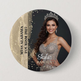 Chapa Redonda De 7 Cm Sparkling Sand Pageant Photo Button
