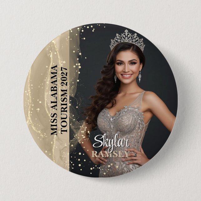 Chapa Redonda De 7 Cm Sparkling Sand Pageant Photo Button (Anverso)