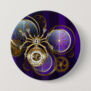 Chapa Redonda De 7 Cm Spider Steampunk sobre fondo morado