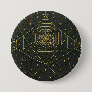Chapa Redonda De 7 Cm Spiderweb spider spider astros negro y oro