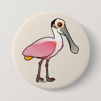 Chapa Redonda De 7 Cm Spoonbill rosado lindo