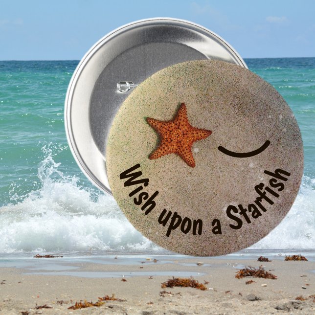 Chapa Redonda De 7 Cm Starfish Whimsical Sonriente Wink Fun Beach (Subido por el creador)