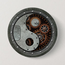 Chapa Redonda De 7 Cm Steampunk Yin Yang