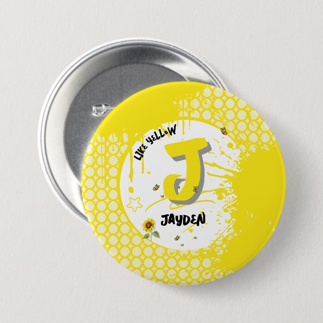 Chapa Redonda De 7 Cm Sunflower acuarela con mariposas como amarillo (Anverso y reverso)