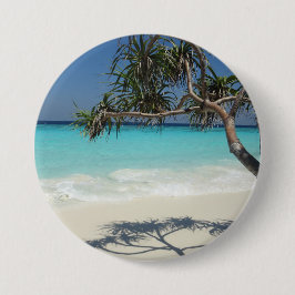Chapa Redonda De 7 Cm Sunny Tropical Beach Ocean Paradise