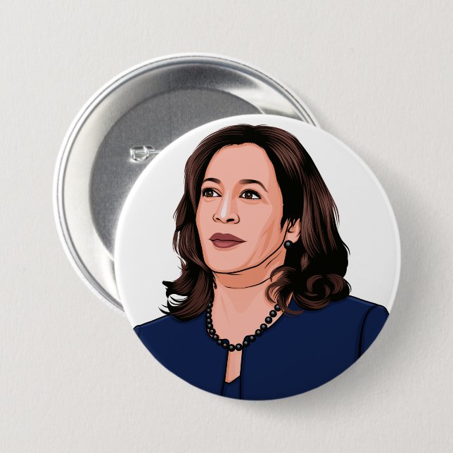 CHAPA REDONDA DE 7 CM SUPERHERO KAMALA HARRIS (Anverso y reverso)
