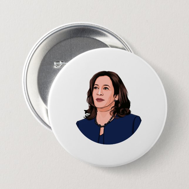 CHAPA REDONDA DE 7 CM SUPERHERO KAMALA HARRIS (Anverso y reverso)