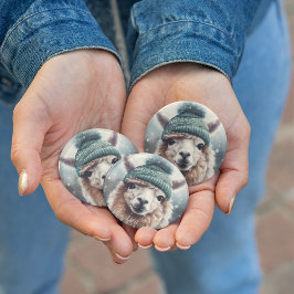 Chapa Redonda De 7 Cm Sweet Winter Alpaca, personalizado