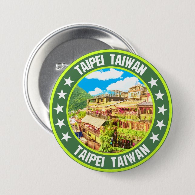 Chapa Redonda De 7 Cm Taipei (Anverso y reverso)