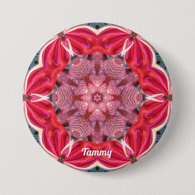 Chapa Redonda De 7 Cm TAMMY ~ White Pink Green BLING ~ (Anverso)