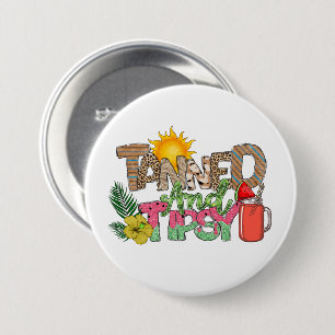 Chapa Redonda De 7 Cm Tanned and Tipsy   Diseño de Fiesta de verano dive