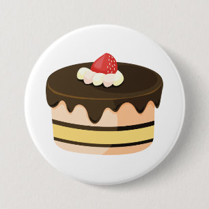 Chapa Redonda De 7 Cm Tarta de chocolate con goteo y fresa