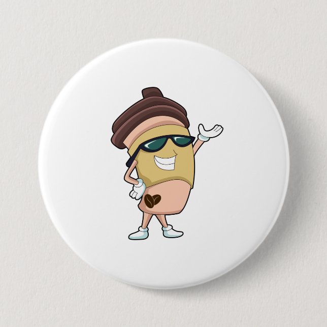 Chapa Redonda De 7 Cm Taza de café con gafas de sol (Anverso)