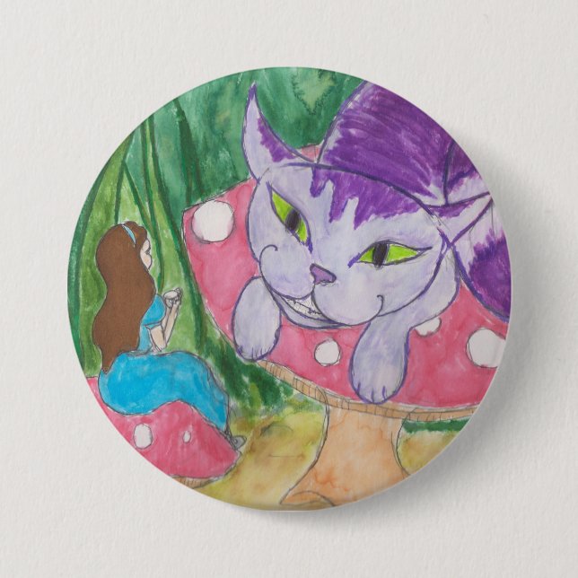 Chapa Redonda De 7 Cm Té con el gato de Cheshire (Anverso)