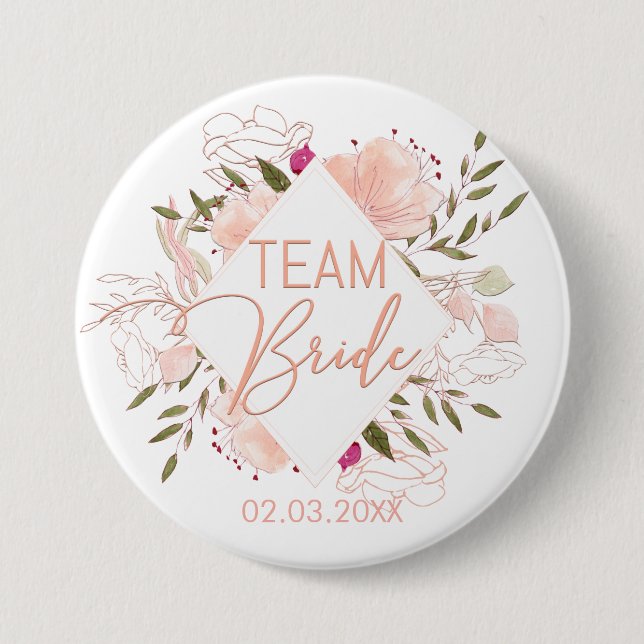 CHAPA REDONDA DE 7 CM TEAM BRIDE FLORAL (Anverso)