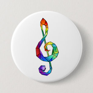 Chapa Redonda De 7 Cm Tecla musical arcoiris tremendo clef