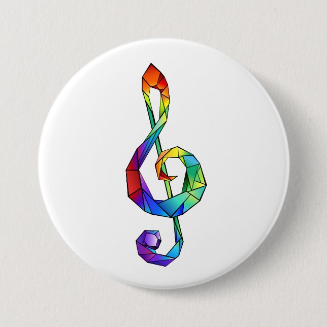 Chapa Redonda De 7 Cm Tecla musical arcoiris tremendo clef (Anverso)