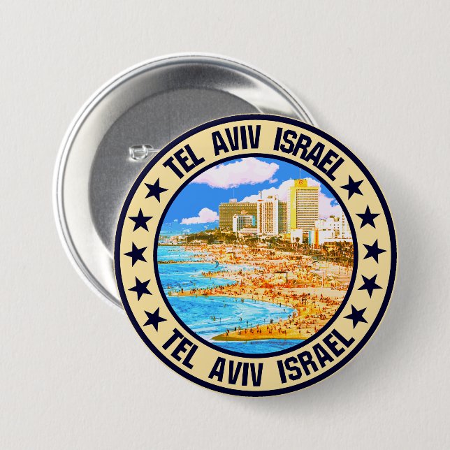 Chapa Redonda De 7 Cm Tel Aviv (Anverso y reverso)