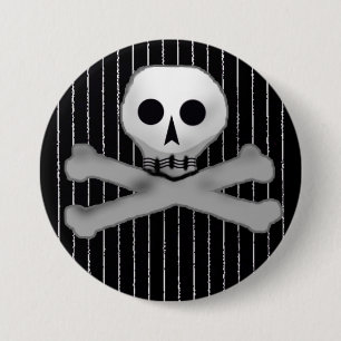 Chapa Redonda De 7 Cm tela a rayas skully