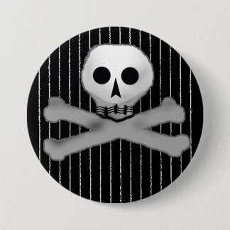 Chapa Redonda De 7 Cm tela a rayas skully