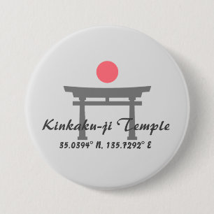 Chapa Redonda De 7 Cm Templo Kinkaku-ji Latitud Longitud