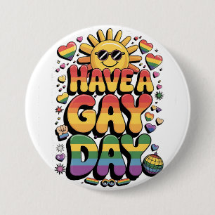 Chapa Redonda De 7 Cm Ten un Día Gay Mes del Orgullo LGBT