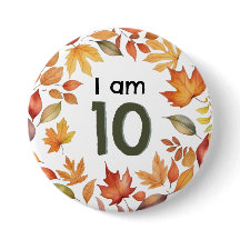 Tengo 10 Autumn Leaves Age Number Pin Badge Button